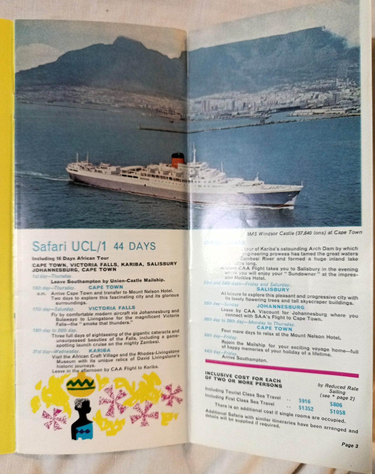Union-Castle Line 1963 African Sea Safaris Shore Excursions Brochure - TulipStuff