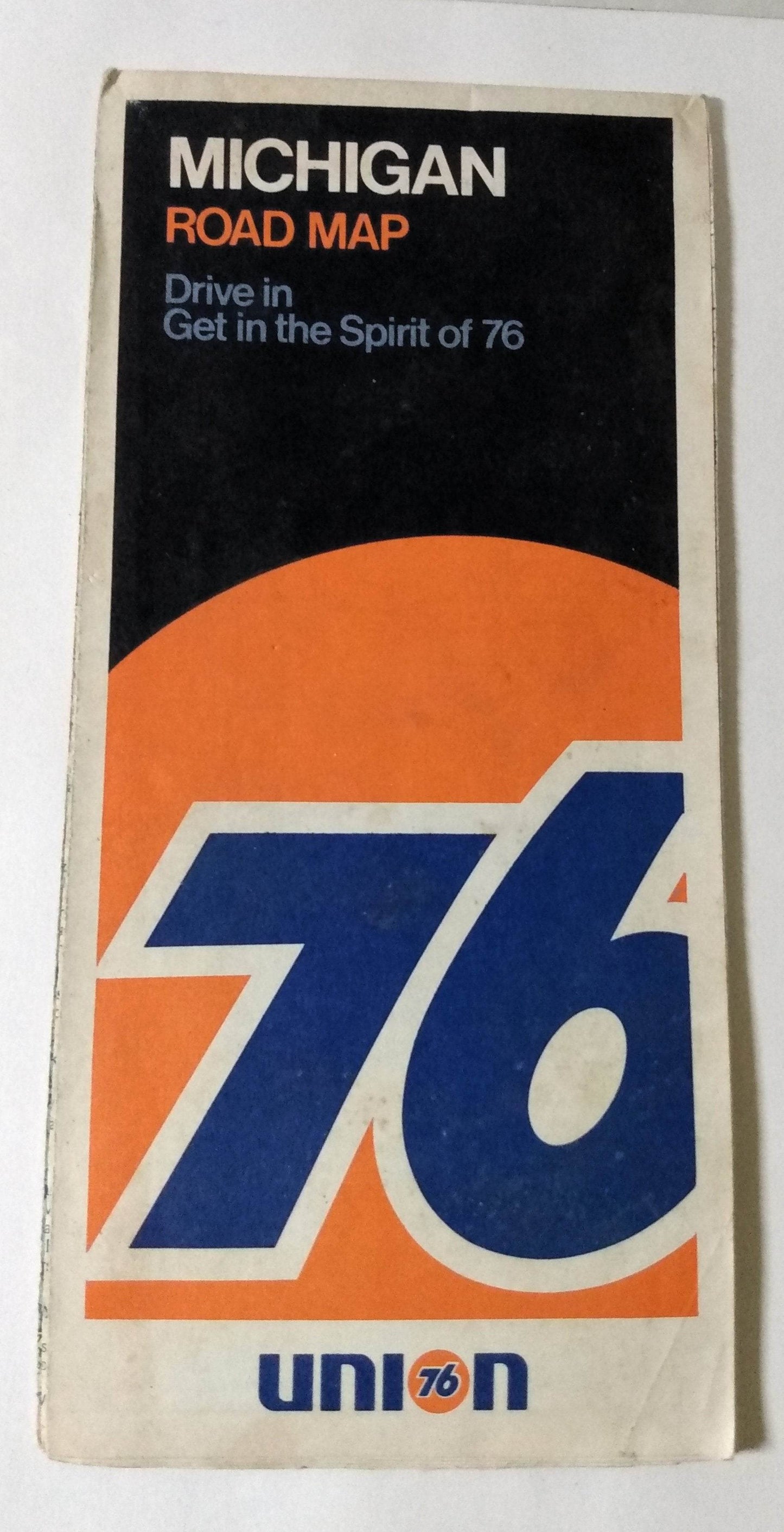 Unocal Union 76 Michigan Road Map 1971 Detroit Grand Rapids Flint - TulipStuff