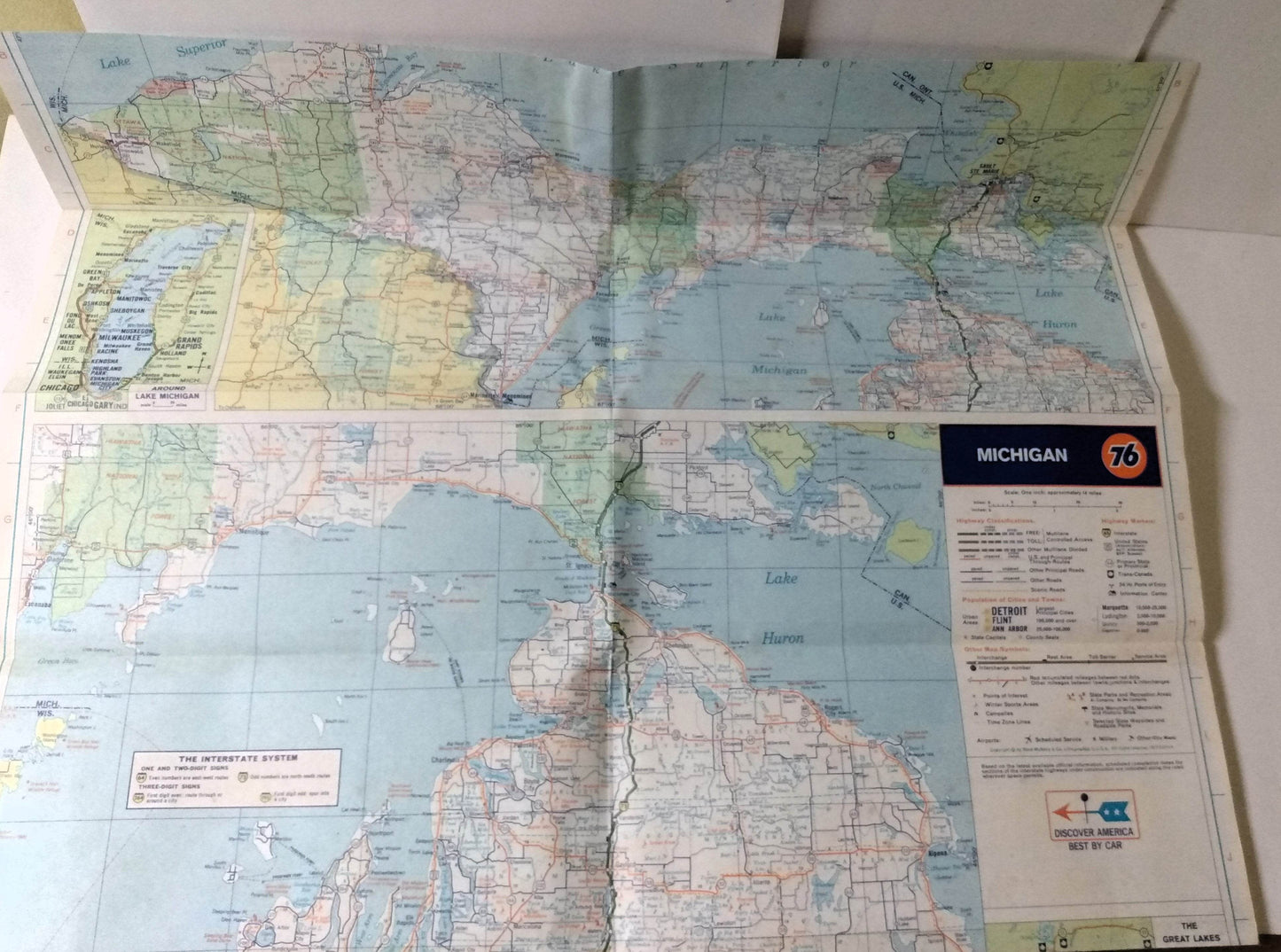 Unocal Union 76 Michigan Road Map 1971 Detroit Grand Rapids Flint - TulipStuff