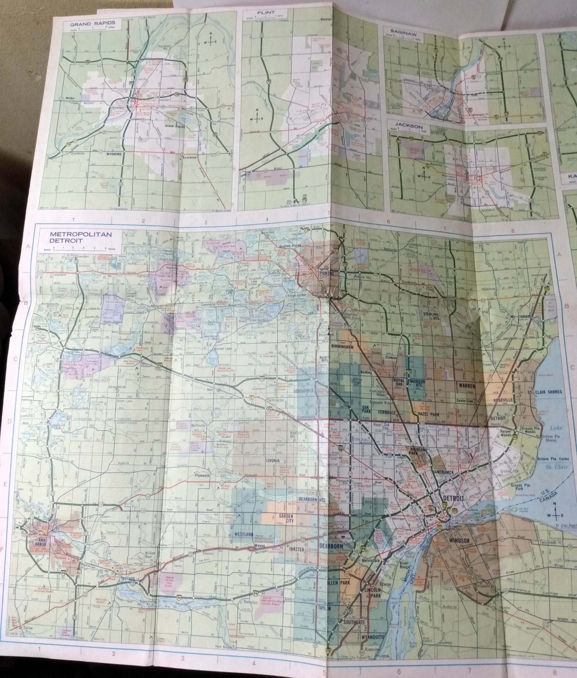 Unocal Union 76 Michigan Road Map 1971 Detroit Grand Rapids Flint - TulipStuff