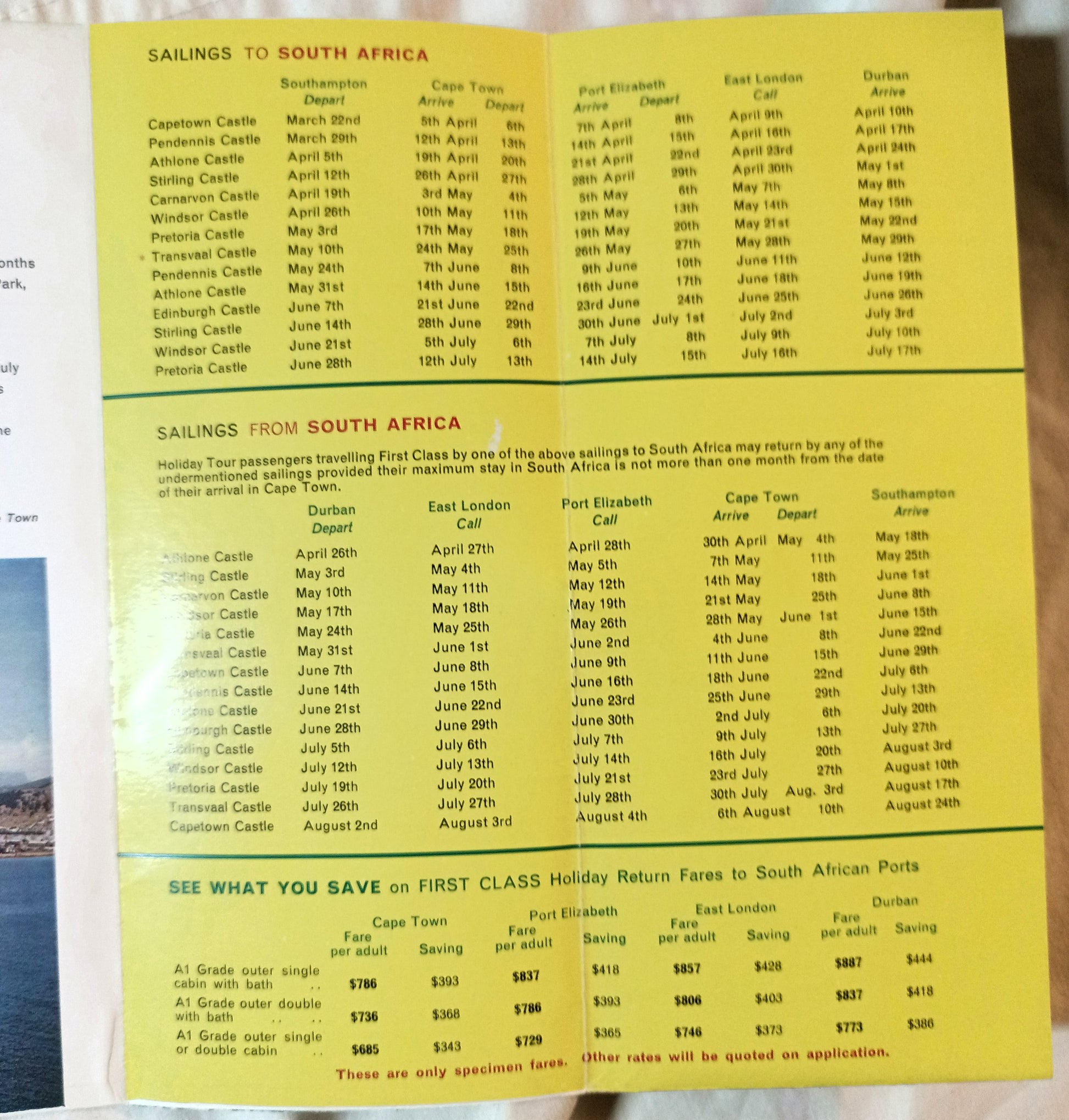 Union-Castle Line 1962 South Africa Holiday Tours Cruise Brochure - TulipStuff