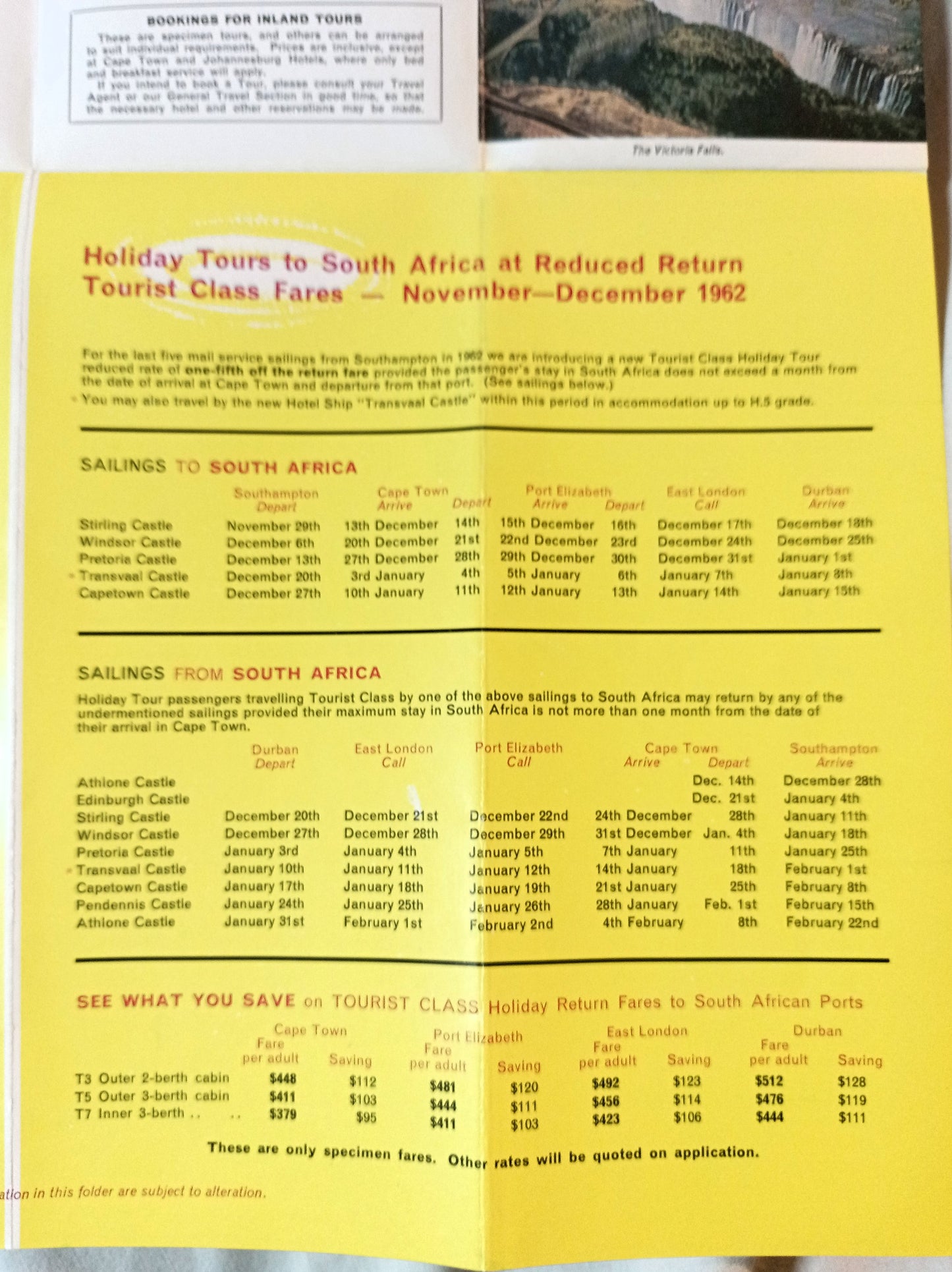 Union-Castle Line 1962 South Africa Holiday Tours Cruise Brochure - TulipStuff