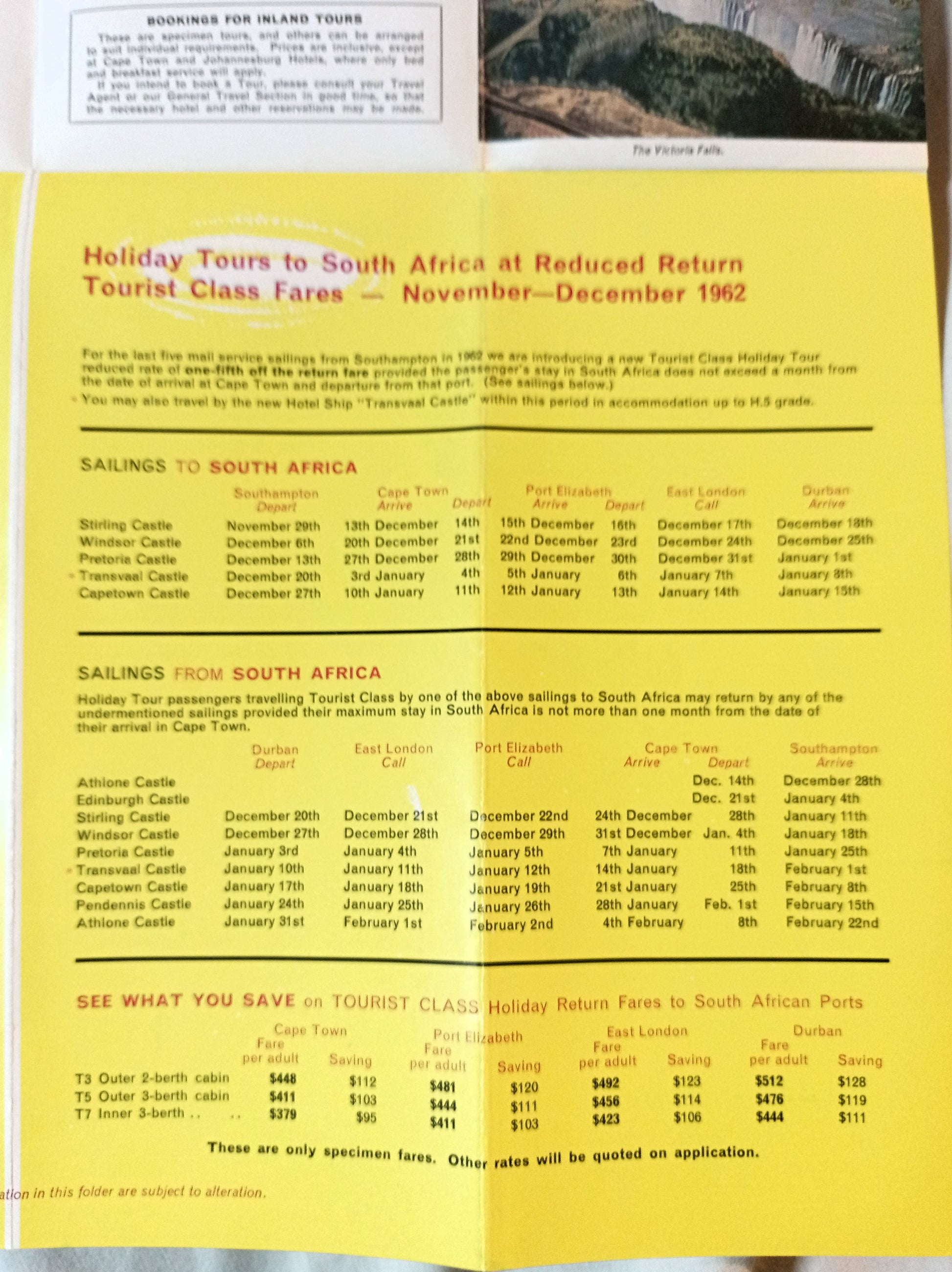 Union-Castle Line 1962 South Africa Holiday Tours Cruise Brochure - TulipStuff