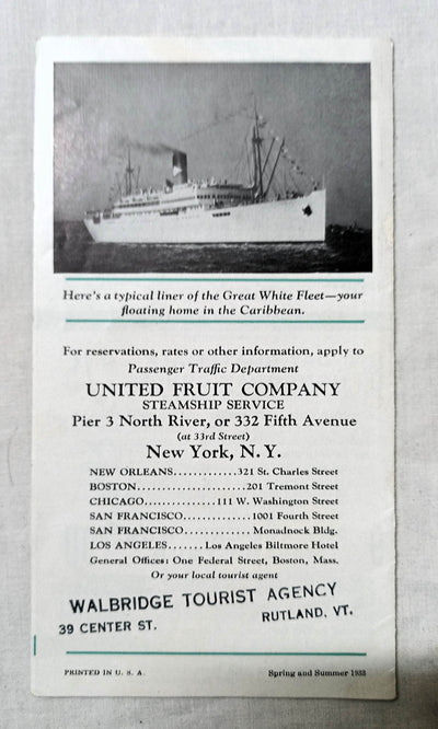 United Fruit Company Steamship Service Great White Fleet Brochure 1933 - TulipStuff