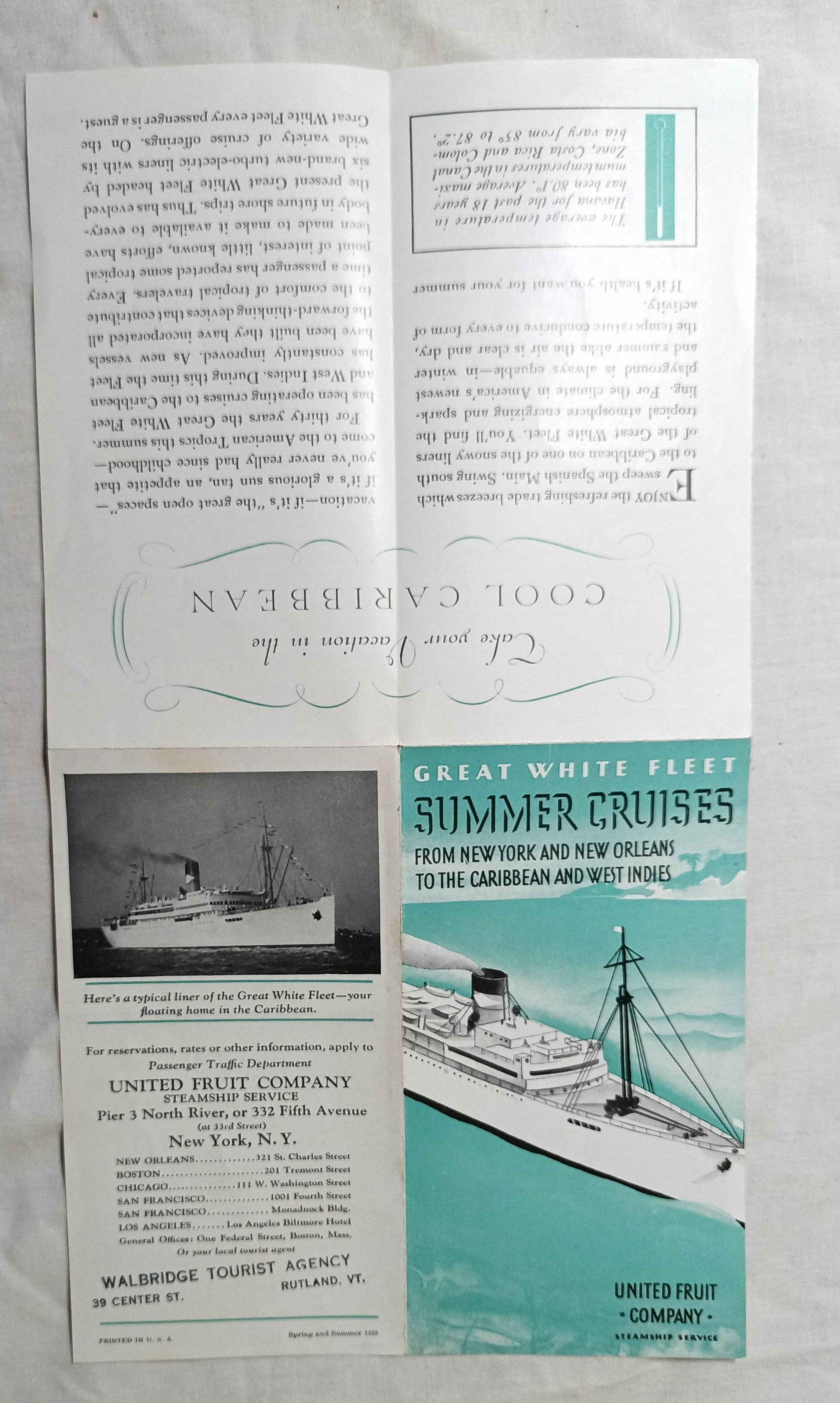 United Fruit Company Steamship Service Great White Fleet Brochure 1933 - TulipStuff