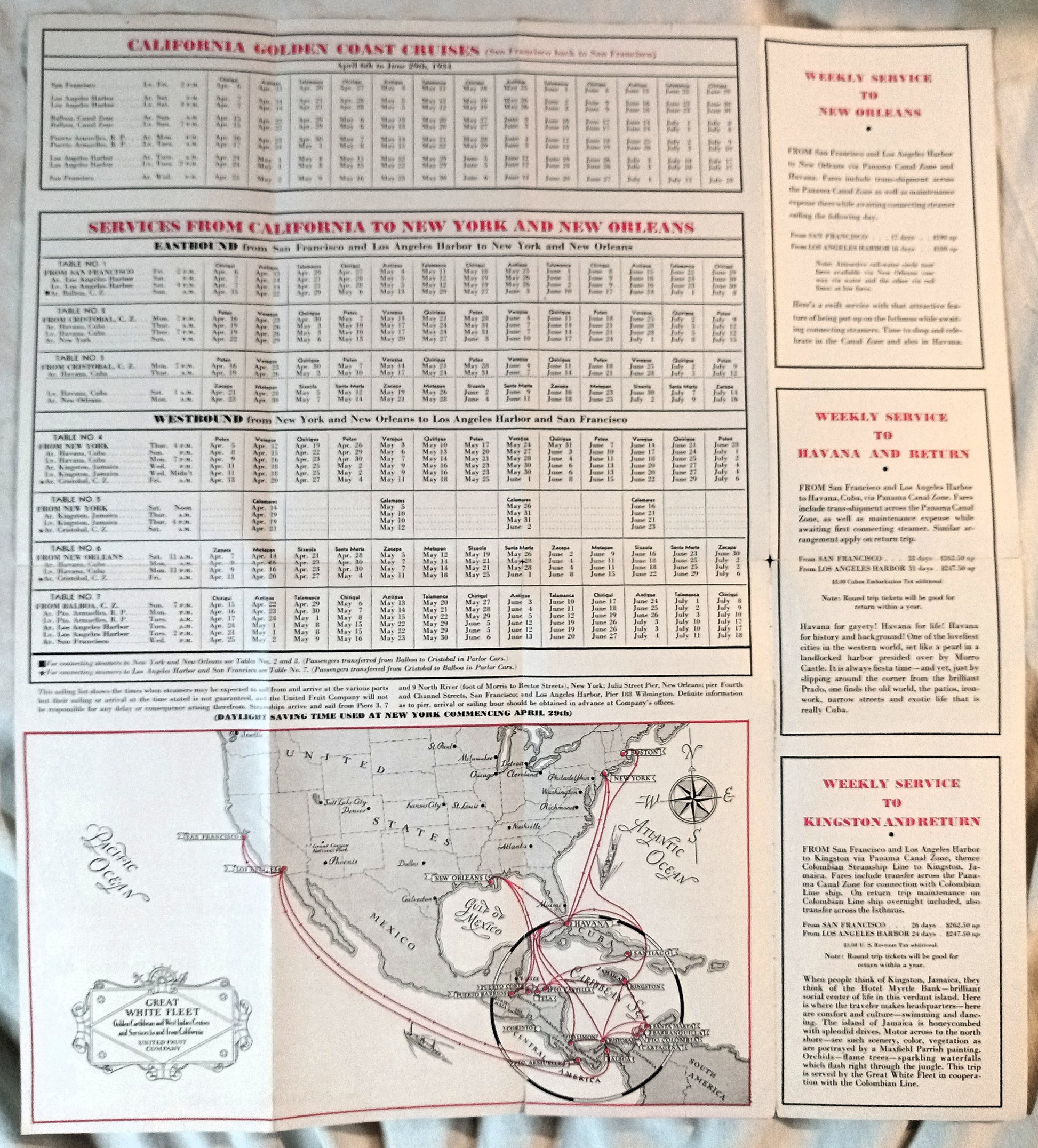 United Fruit Company Steamship Service Great White Fleet Brochure 1934 - TulipStuff