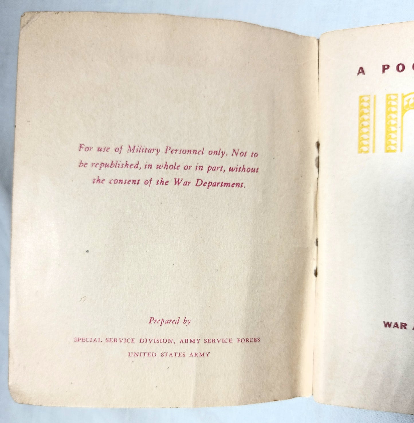 United States Army A Pocket Guide To India World War II WW2 1942 - TulipStuff