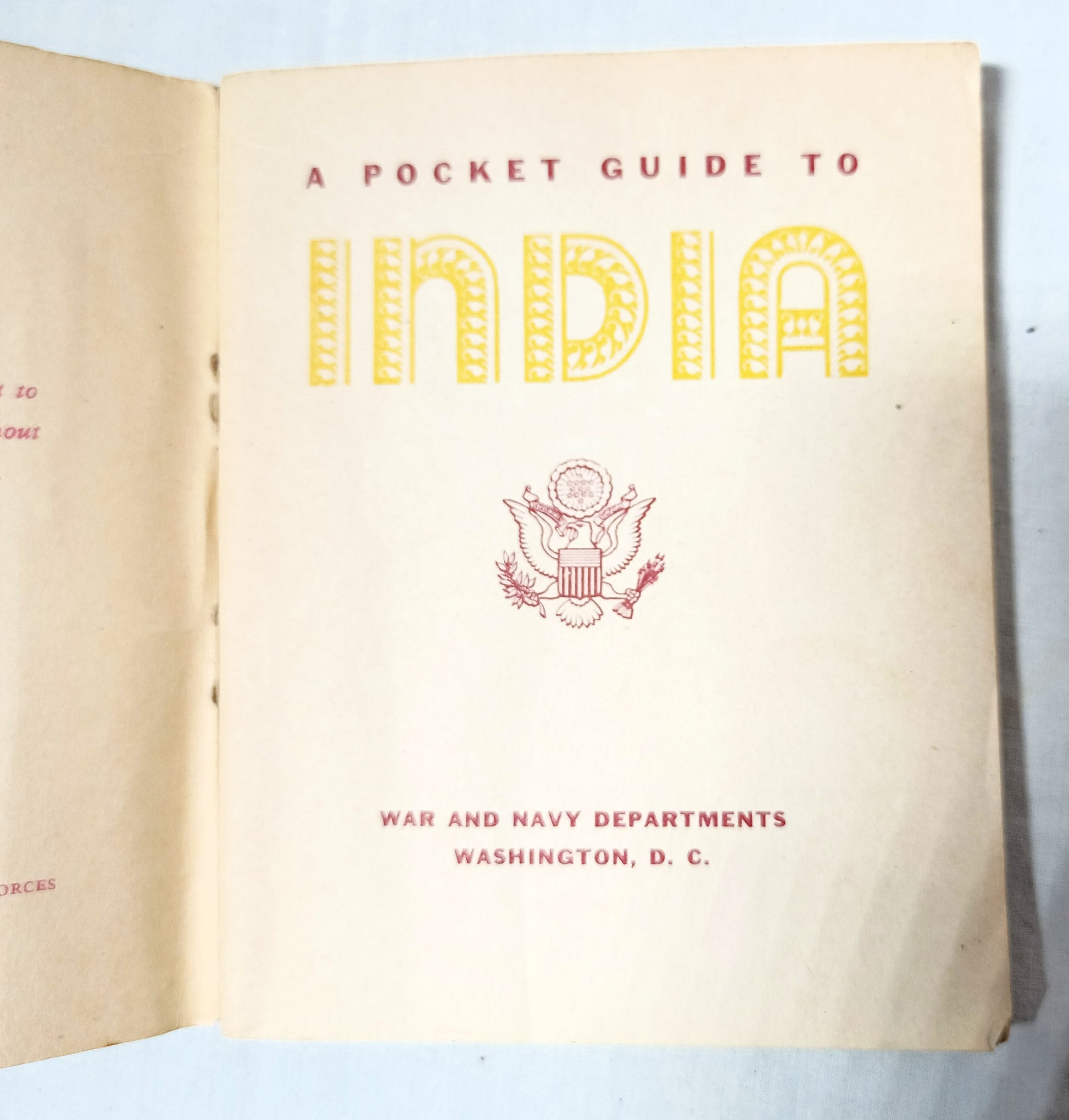 United States Army A Pocket Guide To India World War II WW2 1942 - TulipStuff
