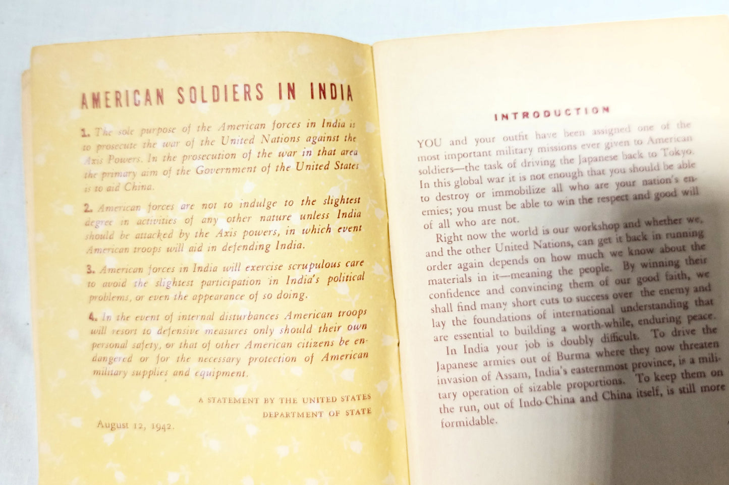 United States Army A Pocket Guide To India World War II WW2 1942 - TulipStuff