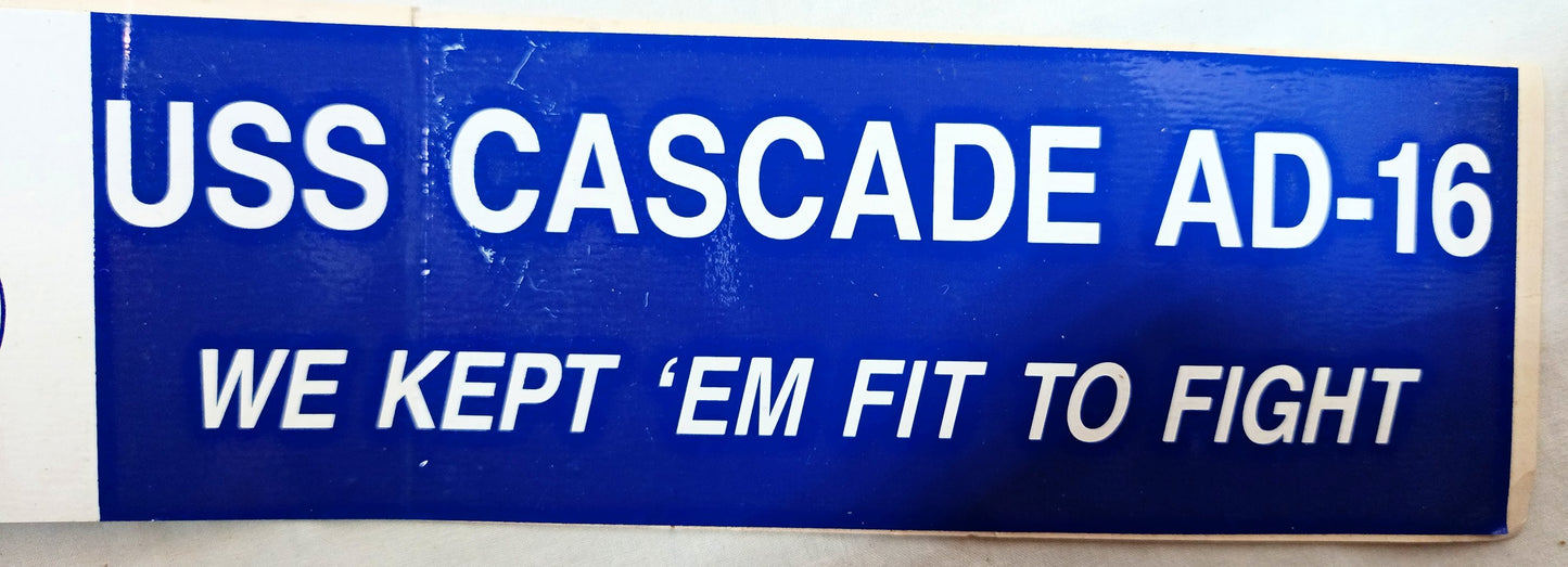 US Navy USS Cascade AD-16 Destroyer Tender Bumper Sticker 1960's - TulipStuff