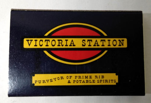 Victoria Station Railroad Themed Steakhouse Vintage Matchbook 1980's - TulipStuff