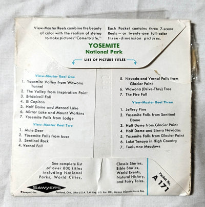 View-Master Yosemite National Park 3-Reel Packet A171 Sawyer's 1965 - TulipStuff