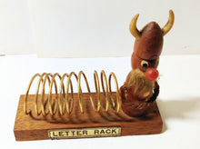 Load image into Gallery viewer, Viking Gonk Wooden Wire Coil Letter Rack Vintage 1960&#39;s Japan - TulipStuff
