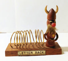 Load image into Gallery viewer, Viking Gonk Wooden Wire Coil Letter Rack Vintage 1960&#39;s Japan - TulipStuff
