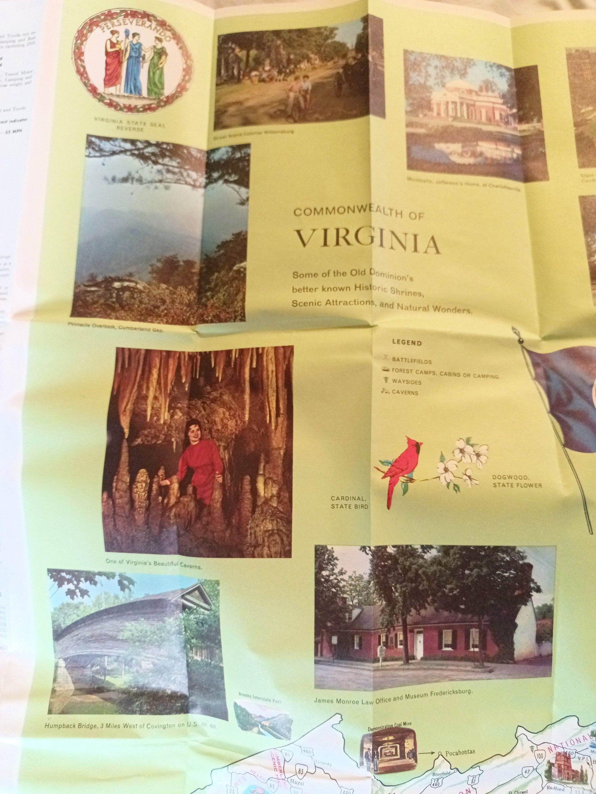 Virginia Official State Highway Map Dept Of Highways 1966 - TulipStuff