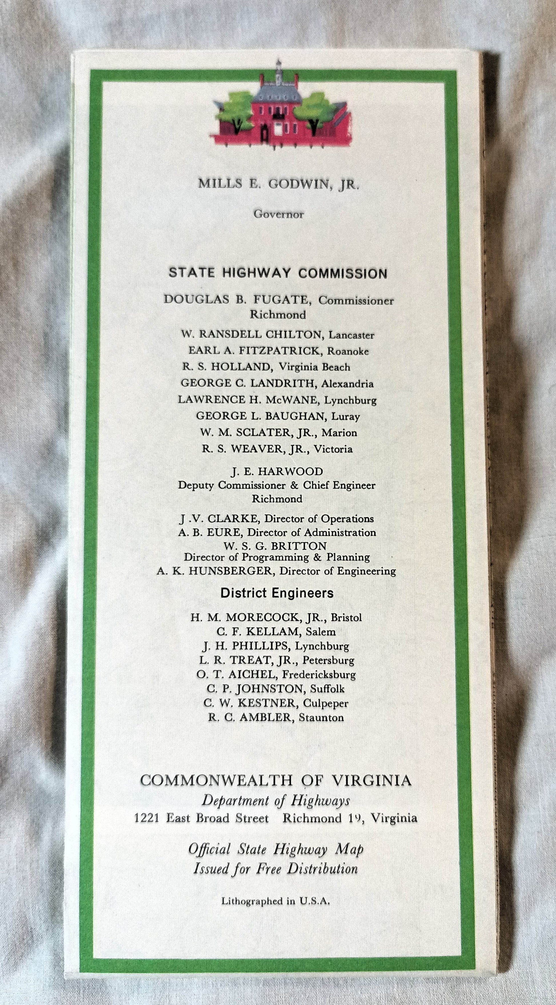 Virginia Official State Highway Map Dept Of Highways 1966 - TulipStuff