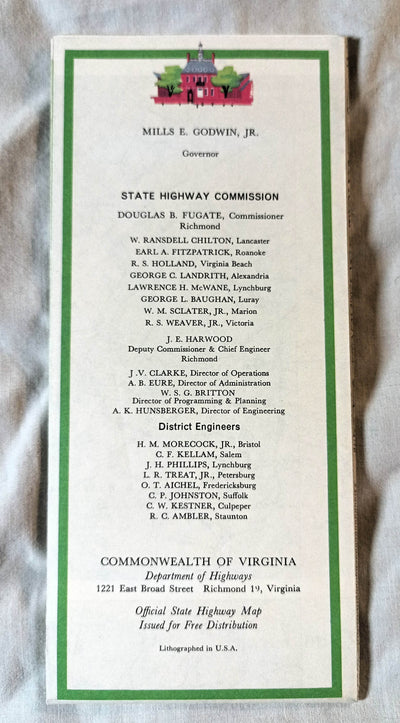 Virginia Official State Highway Map Dept Of Highways 1966 - TulipStuff