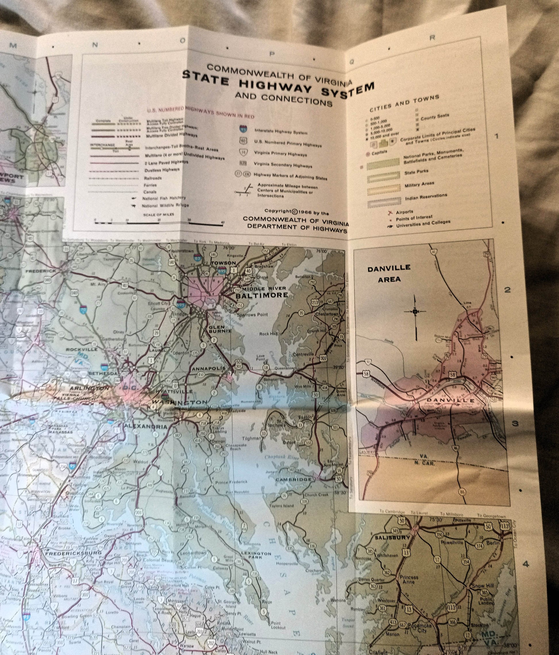 Virginia Official State Highway Map Dept Of Highways 1966 - TulipStuff