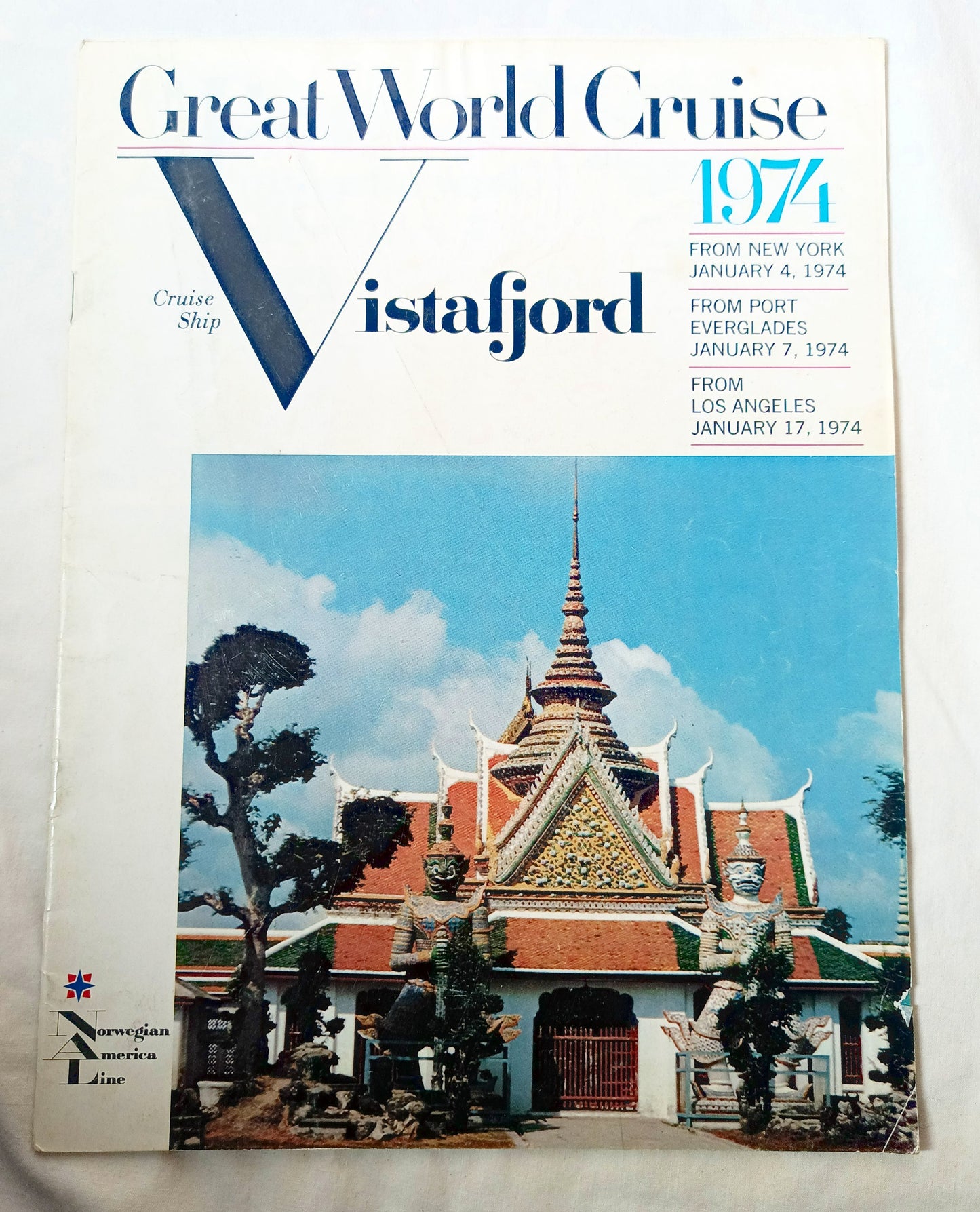 Norwegian America Line ms Vistafjord 1974 Great World Cruise Brochure - TulipStuff