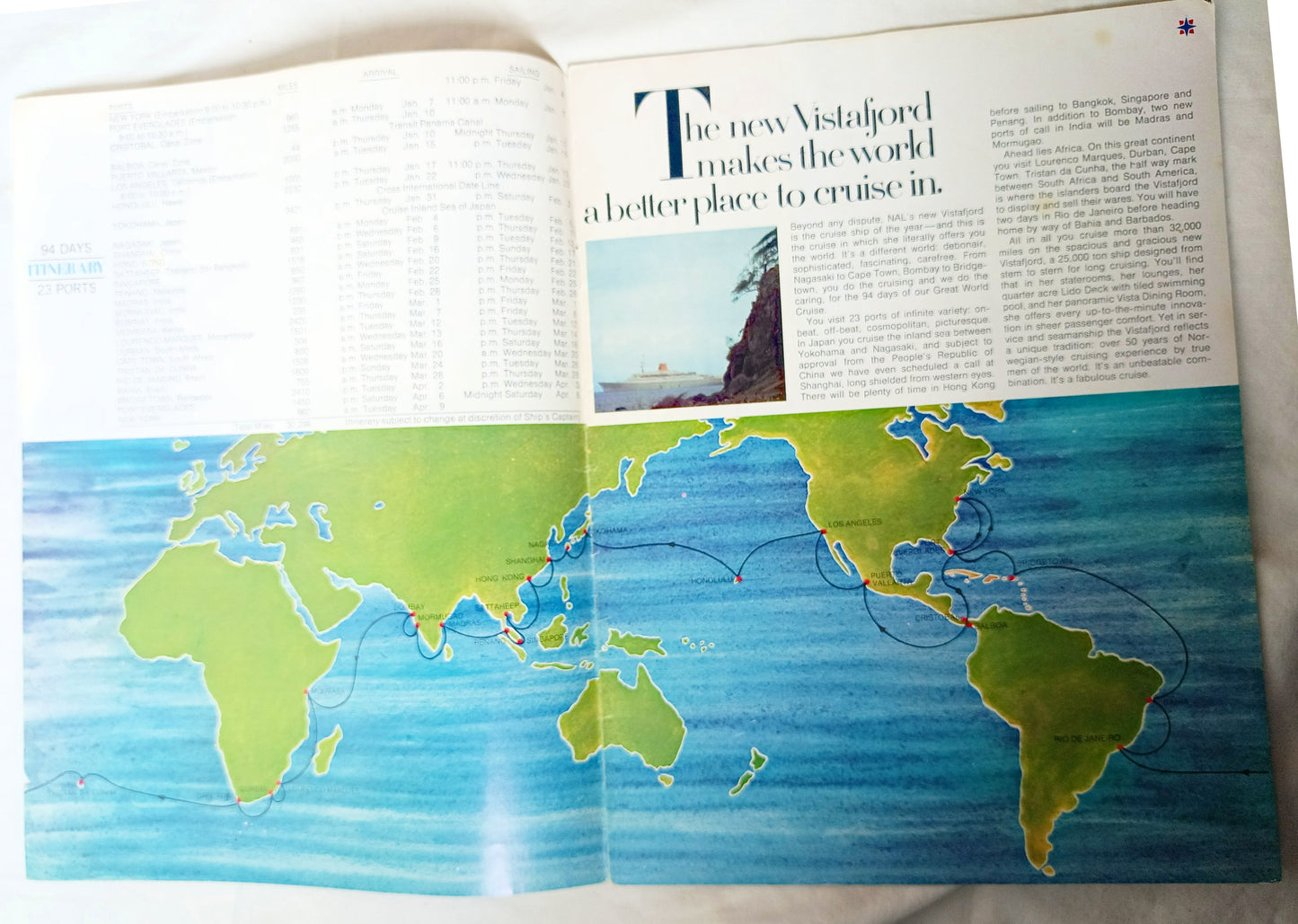 Norwegian America Line ms Vistafjord 1974 Great World Cruise Brochure - TulipStuff