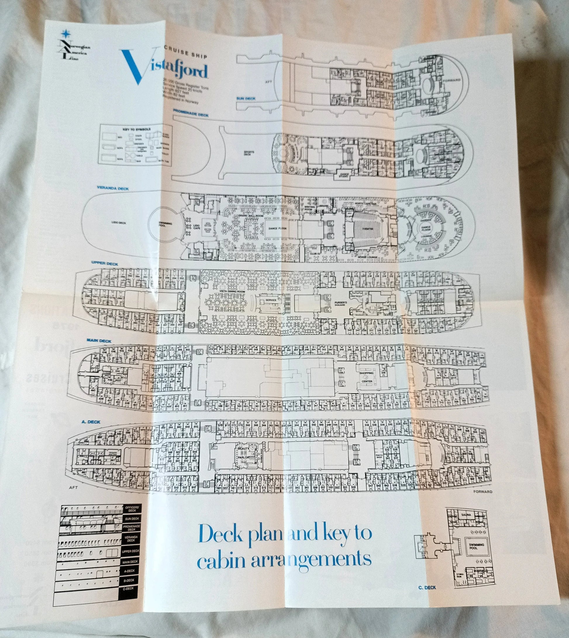 Norwegian America Line Vistafjord 1976 Caribbean Fly Cruise Brochure - TulipStuff