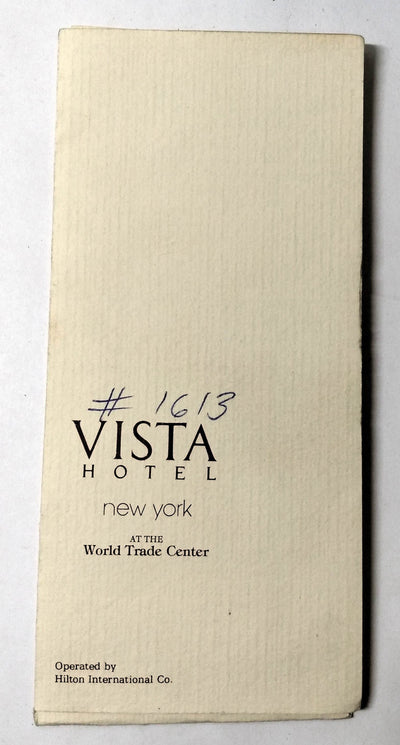 Vista Int'l Hotel World Trade Center NYC Room Welcome Folder 1980's - TulipStuff