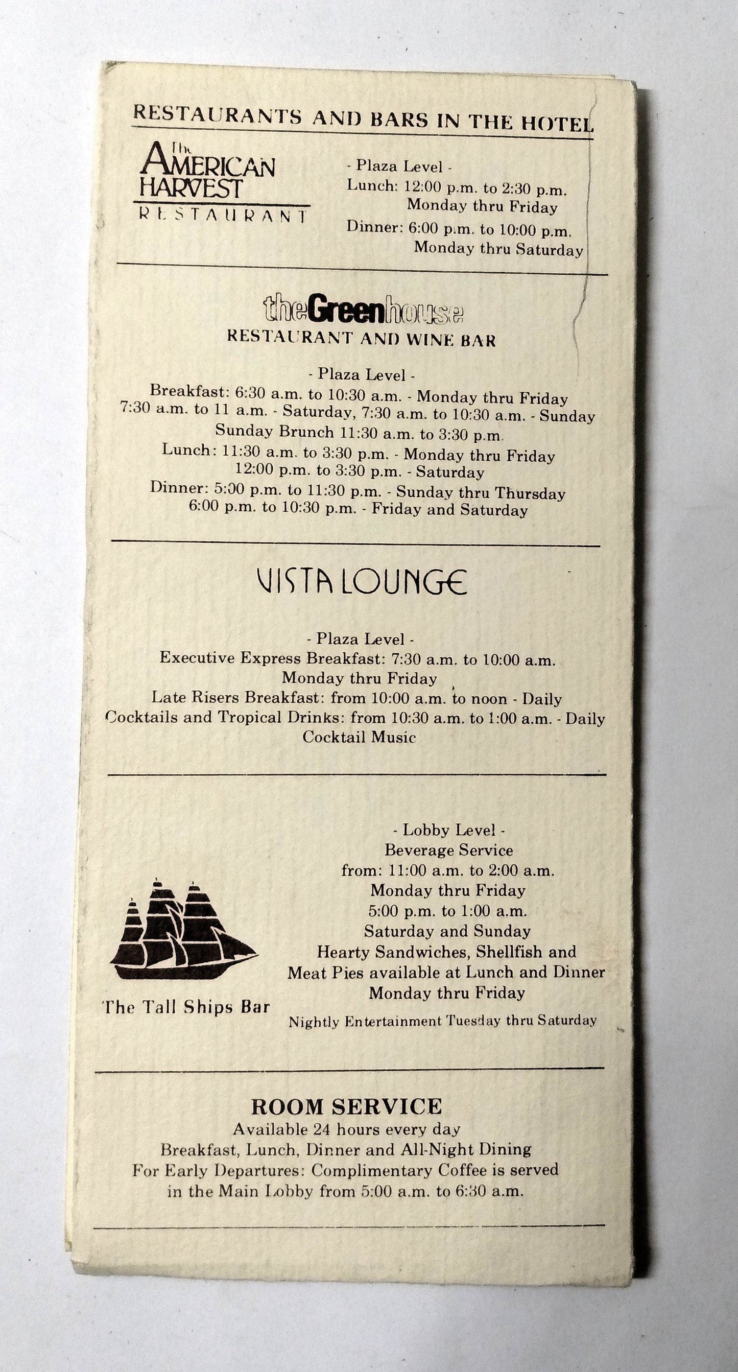 Vista Int'l Hotel World Trade Center NYC Room Welcome Folder 1980's - TulipStuff