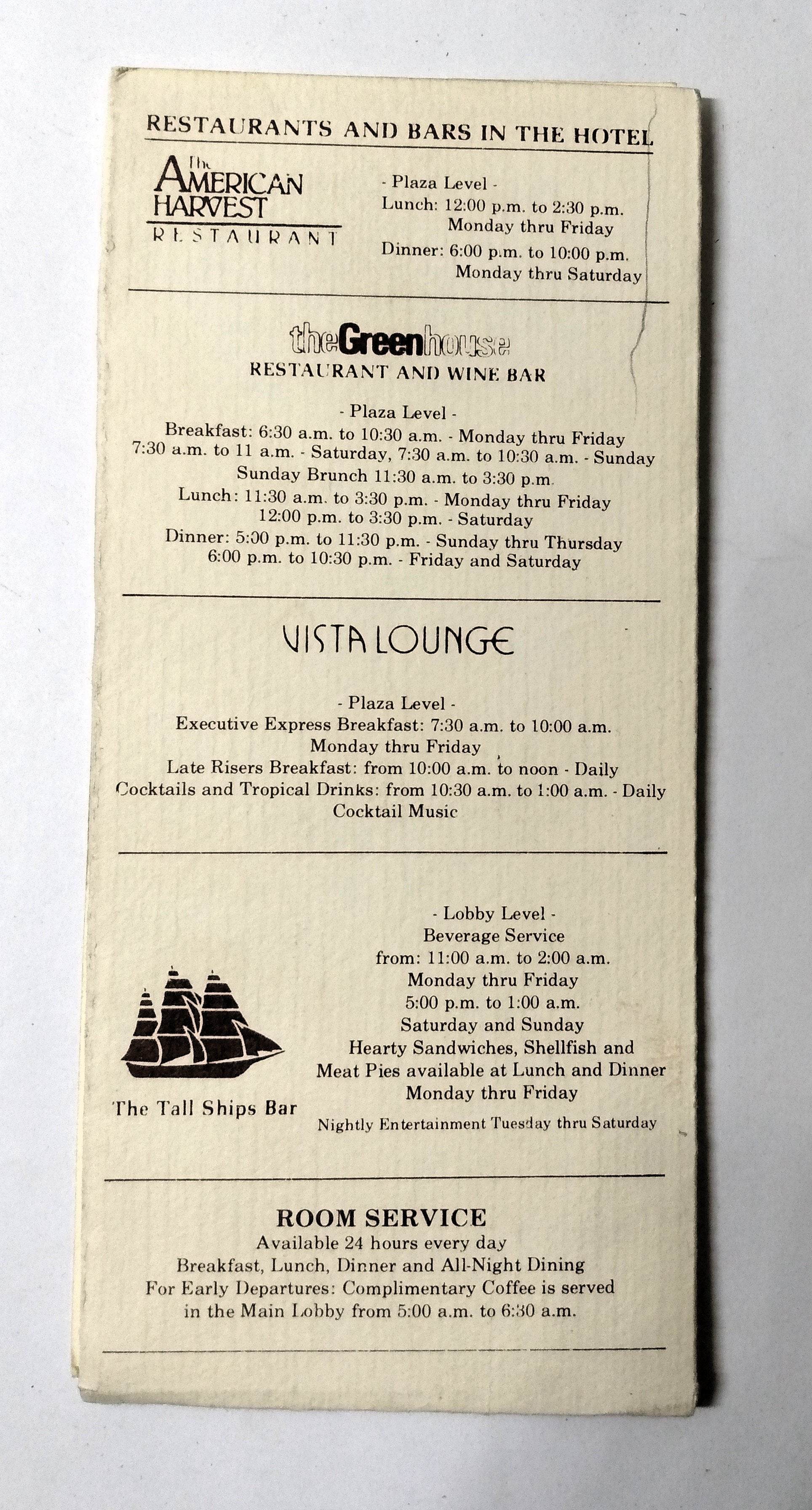 Vista Int'l Hotel World Trade Center NYC Room Welcome Folder 1980's - TulipStuff