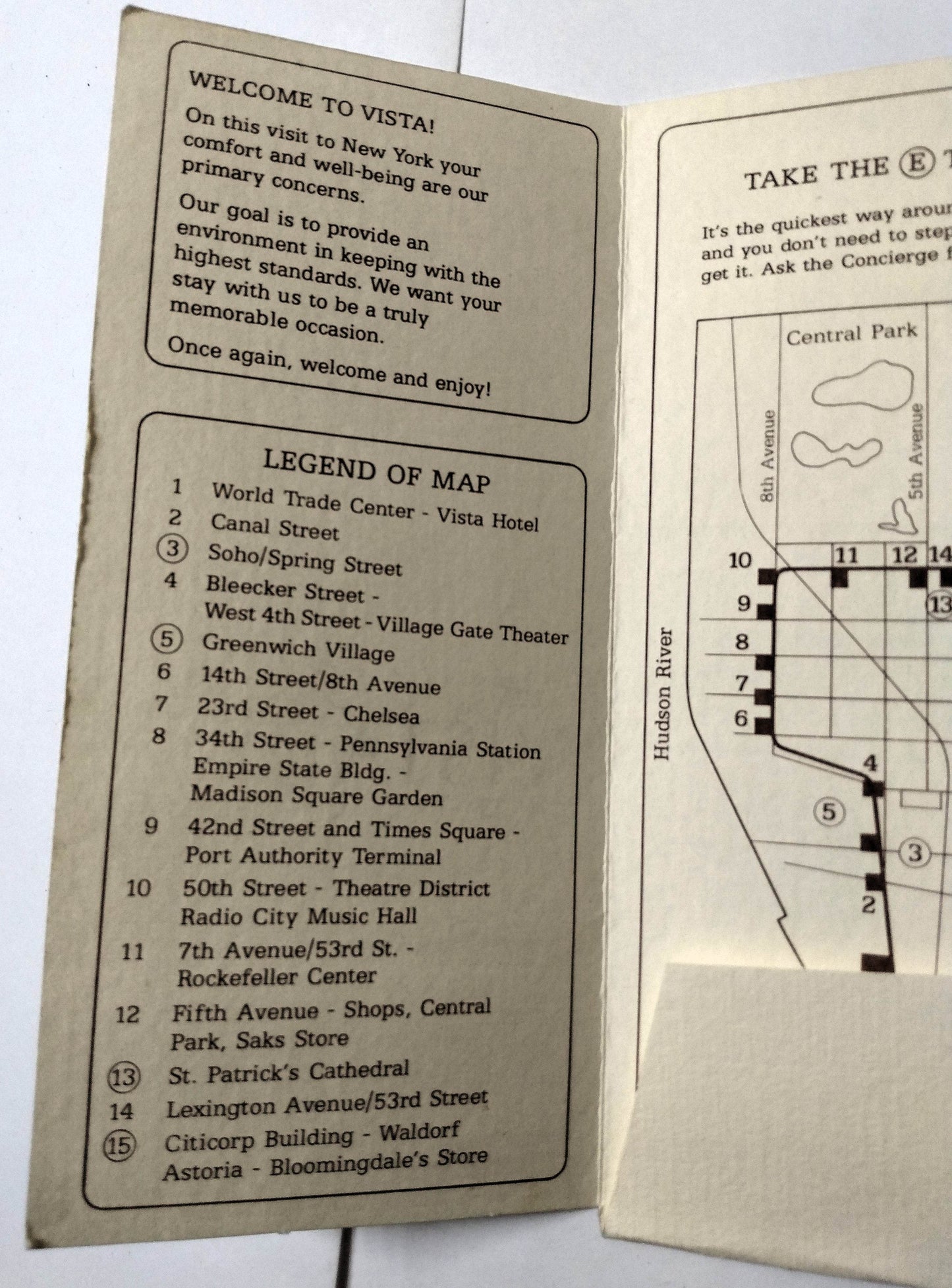 Vista Int'l Hotel World Trade Center NYC Room Welcome Folder 1980's - TulipStuff