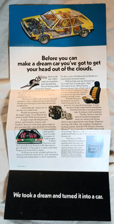 Volkswagen Scirocco The Dream Car 1975 Introductory Dealer Brochure - TulipStuff