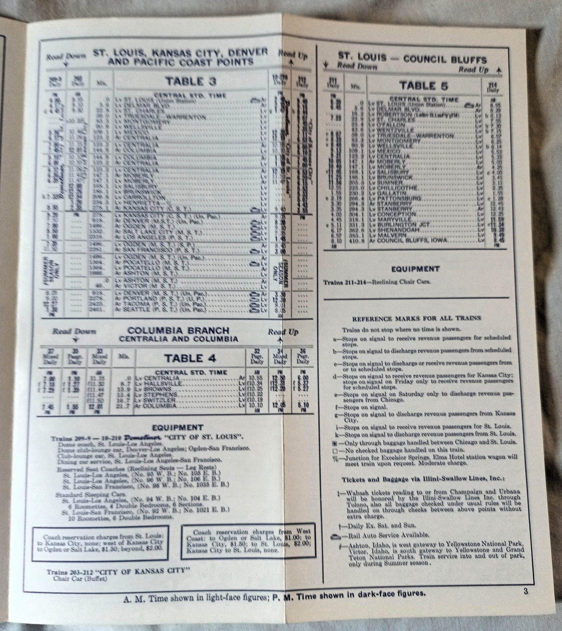 Wabash Railroad October 27 1963 Timetable Domeliner Cannon Ball - TulipStuff