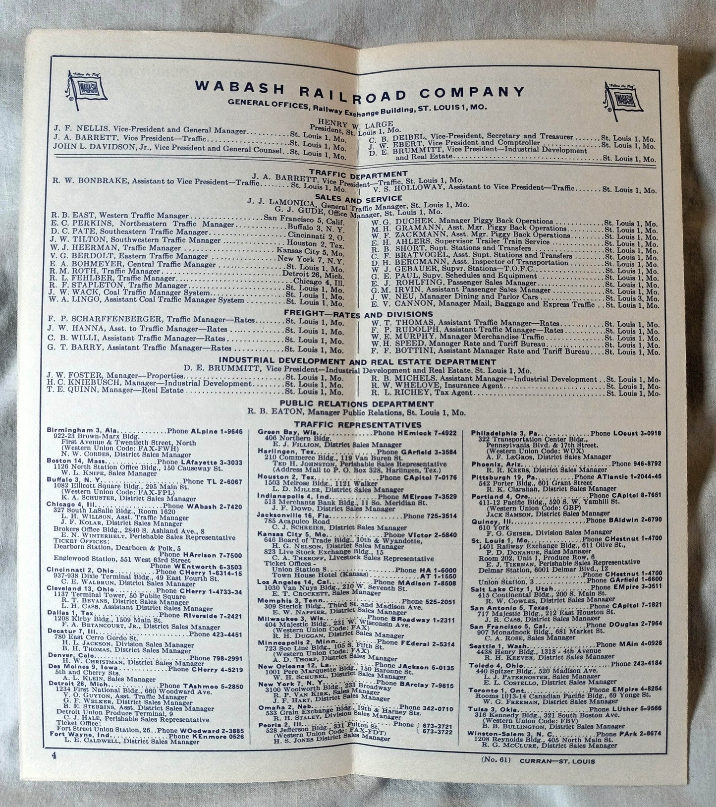 Wabash Railroad October 27 1963 Timetable Domeliner Cannon Ball - TulipStuff