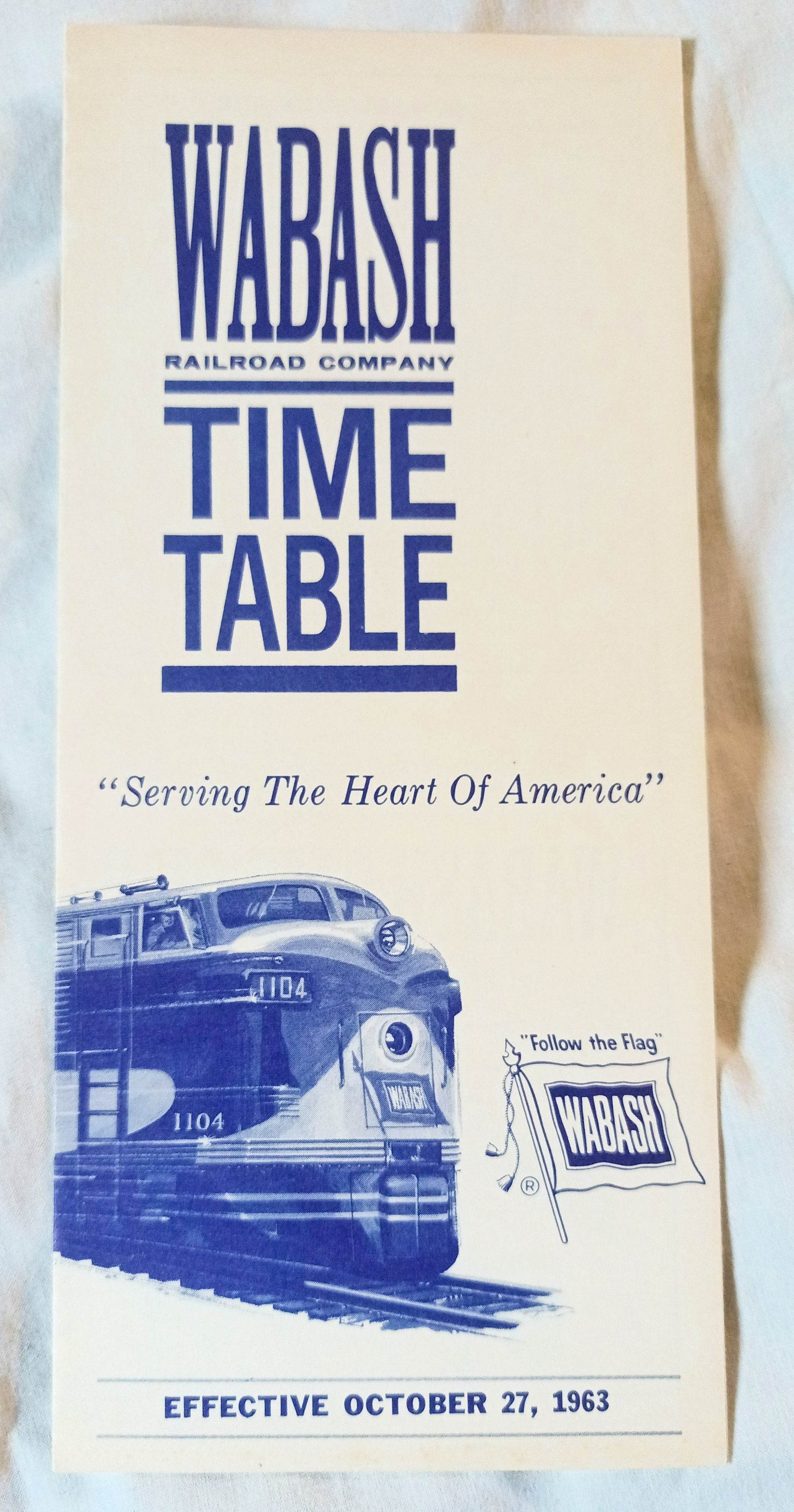 Wabash Railroad October 27 1963 Timetable Domeliner Cannon Ball - TulipStuff
