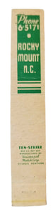 Washburn's Motel Court US 301 Rocky Mount NC Matchbook Cover 1950's - TulipStuff