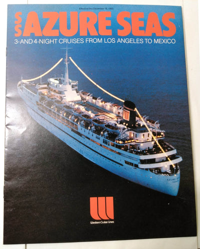 Western Cruise Lines ss Azure Seas 1983 LA Mexico Cruises Brochure - TulipStuff