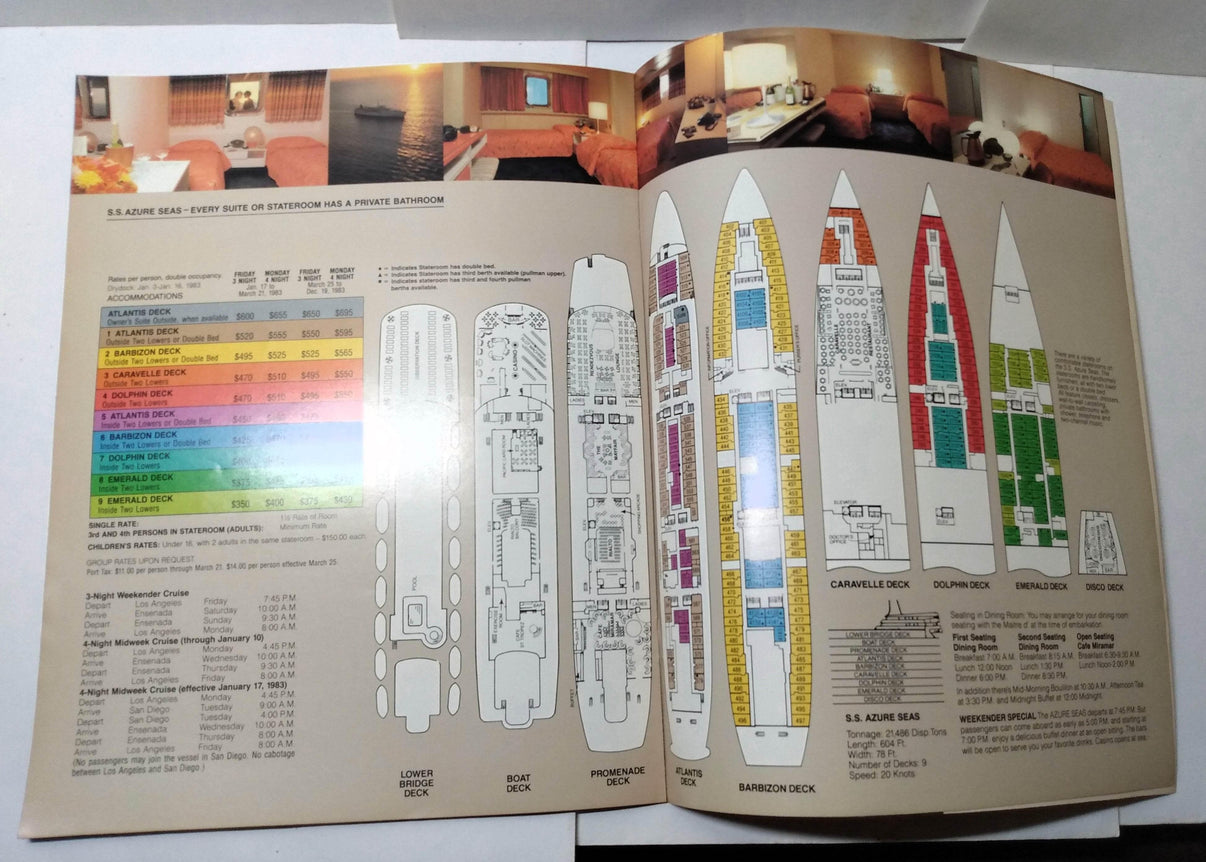 Western Cruise Lines ss Azure Seas 1983 LA Mexico Cruises Brochure