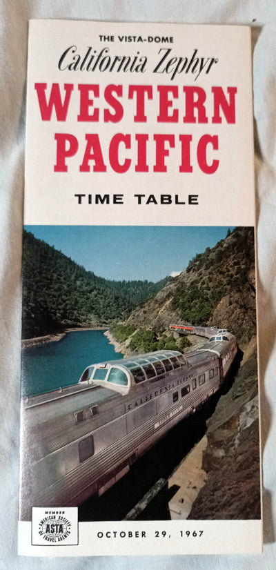 Western Pacific Railroad California Zephyr Vista-Dome 1967 Timetable - TulipStuff