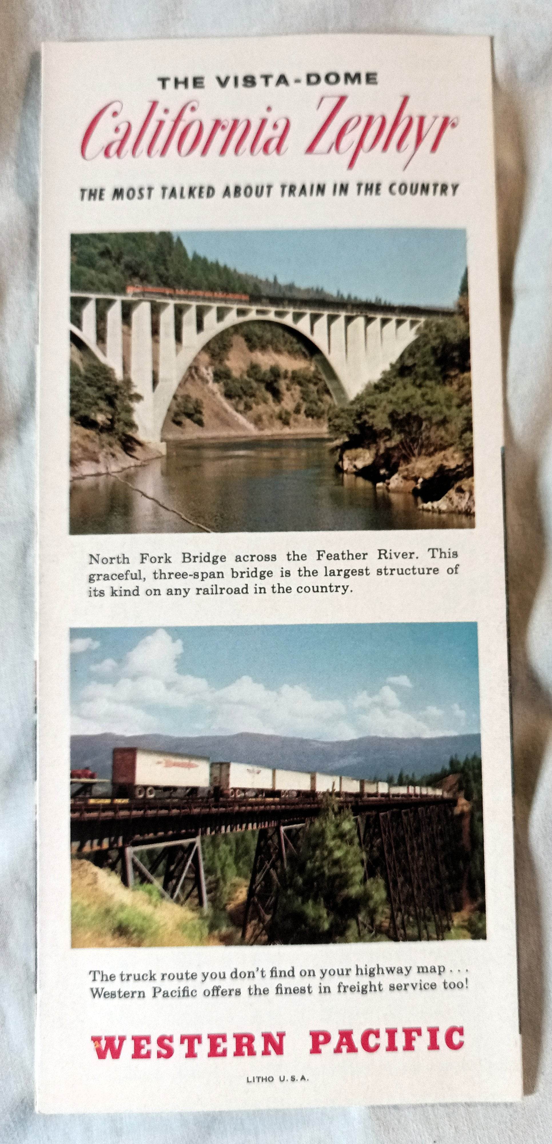 Western Pacific Railroad California Zephyr Vista-Dome 1967 Timetable - TulipStuff