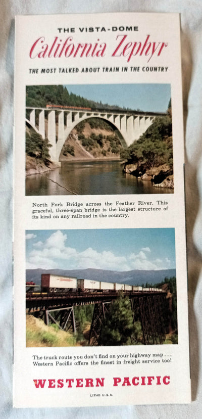 Western Pacific Railroad California Zephyr Vista-Dome 1967 Timetable - TulipStuff