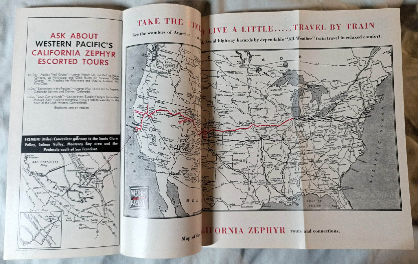 Western Pacific Railroad California Zephyr Vista-Dome 1967 Timetable - TulipStuff