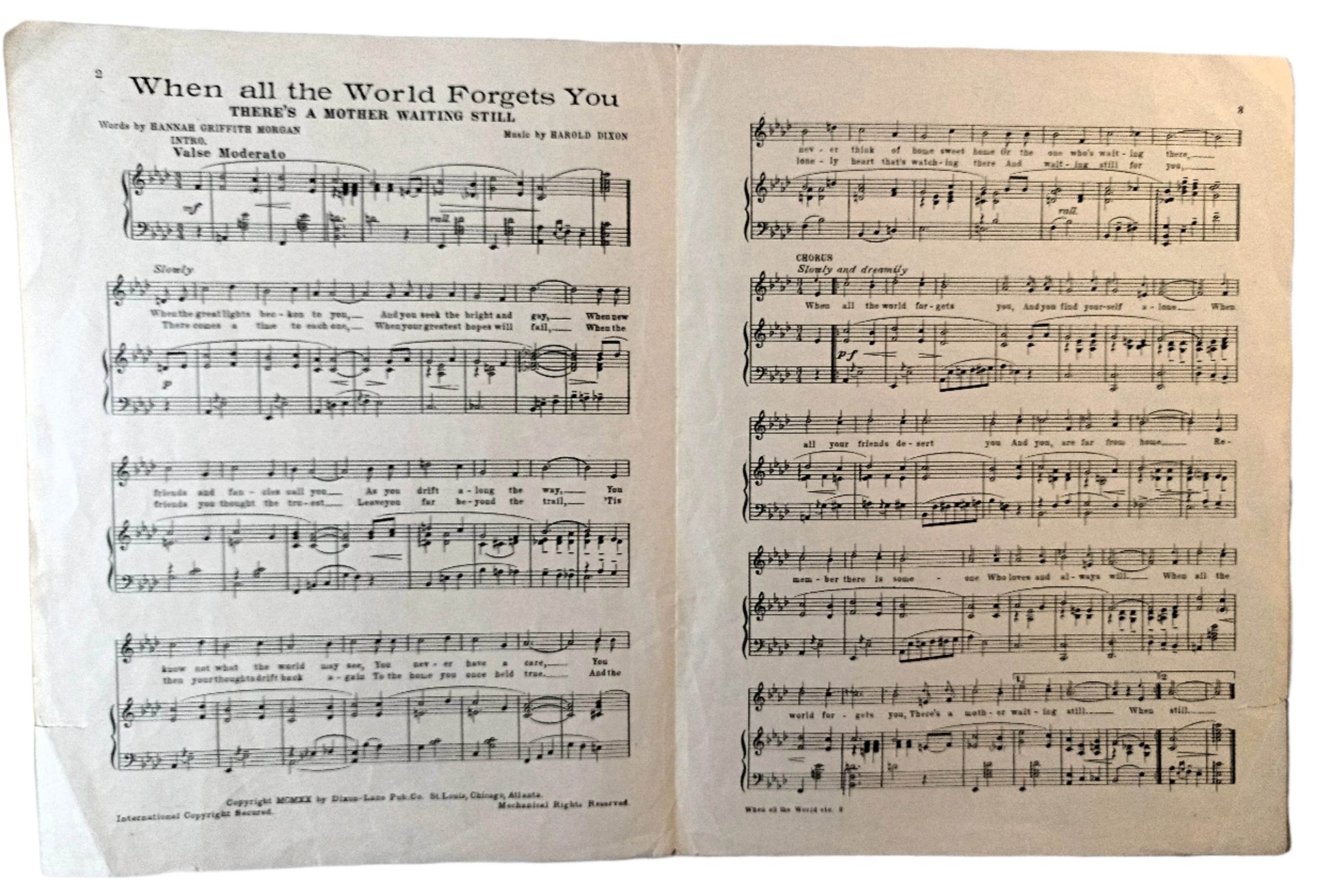 When All The World Forgets You There's A Mother Waiting Sheet Music 1920 - TulipStuff