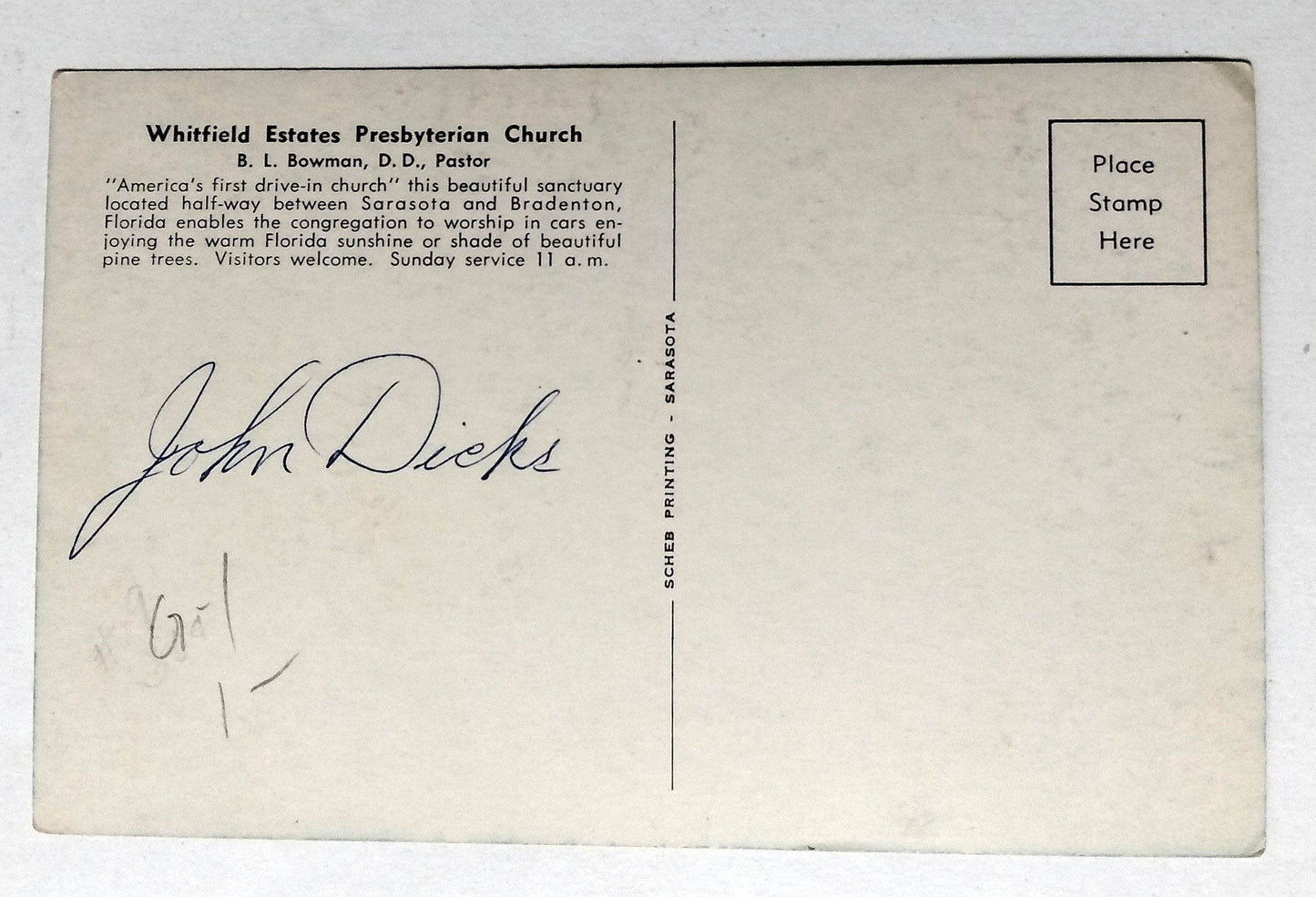 Whitfield Estates Presbyterian Drive-in Church Bradenton Florida 1950's - TulipStuff