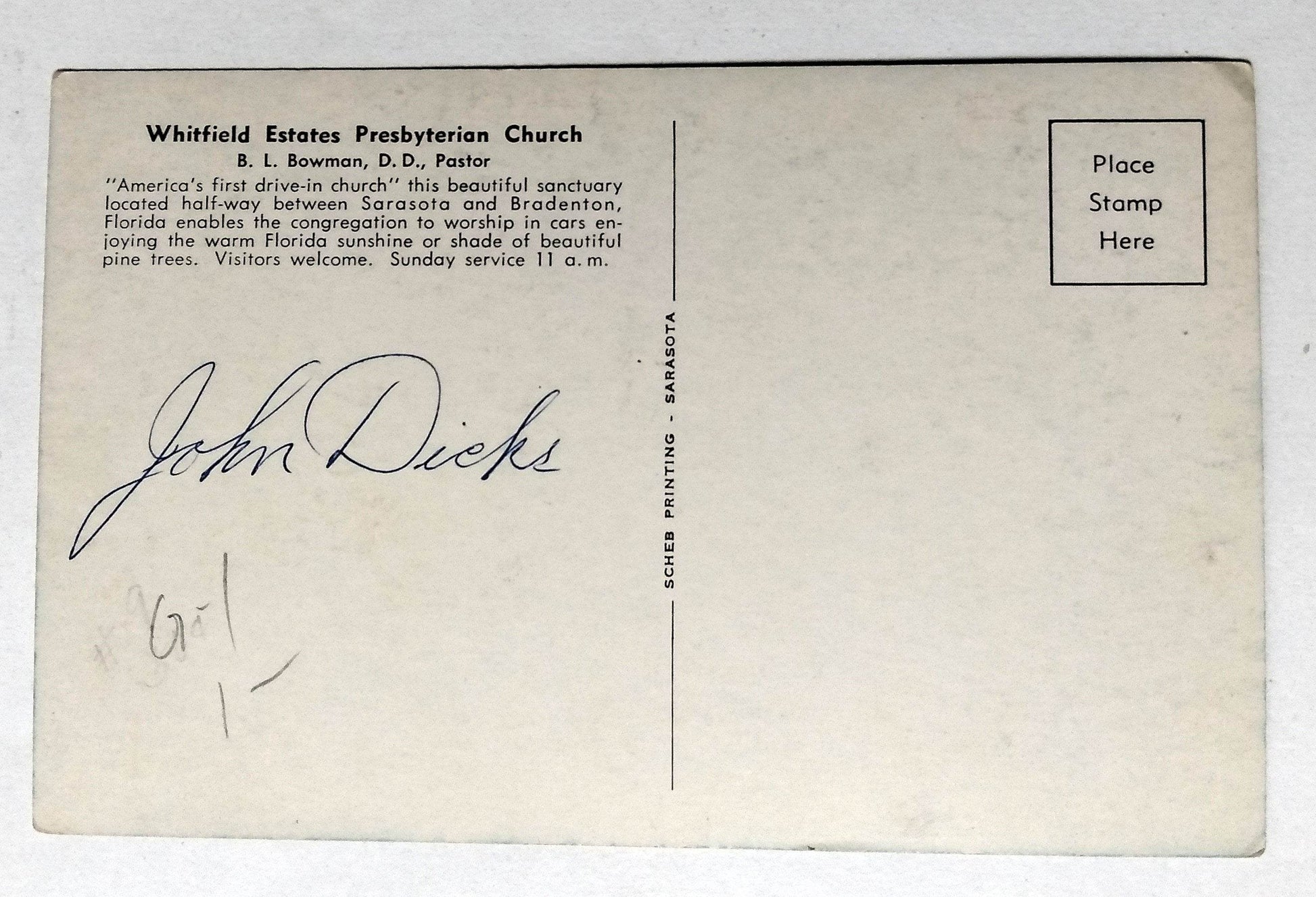 Whitfield Estates Presbyterian Drive-in Church Bradenton Florida 1950's - TulipStuff