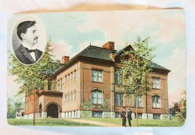 Whitman School Principal Brockton Postcard Lexington Concord 1c Stamp - TulipStuff