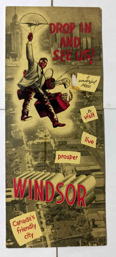 Windsor Ontario Drop In And See Us Canada Brochure 1950's - TulipStuff