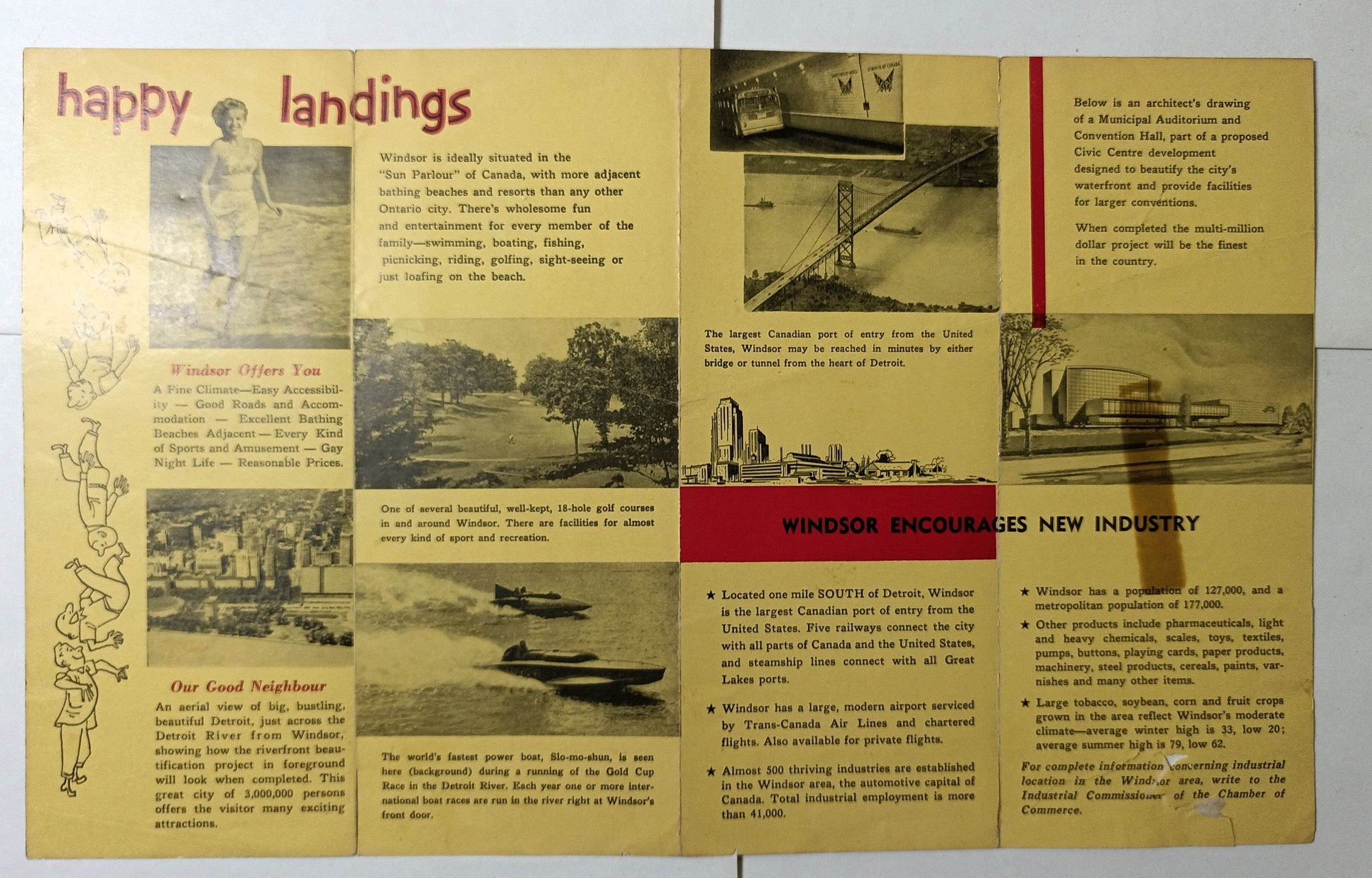 Windsor Ontario Drop In And See Us Canada Brochure 1950's - TulipStuff