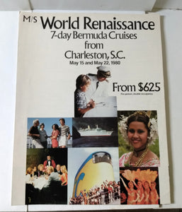 Costa ms World Renaissance Charleston SC Bermuda Cruises 1980 Brochure - TulipStuff