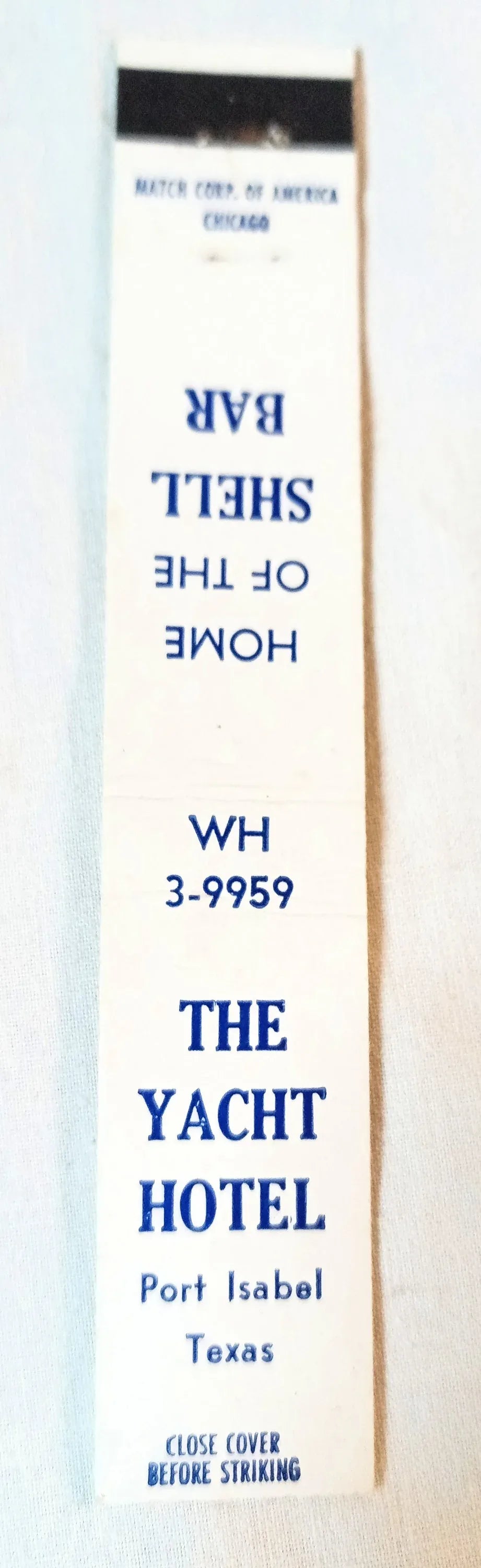 Yacht Hotel Shell Bar Port Isabel Texas Matchbook Cover 1950's - TulipStuff