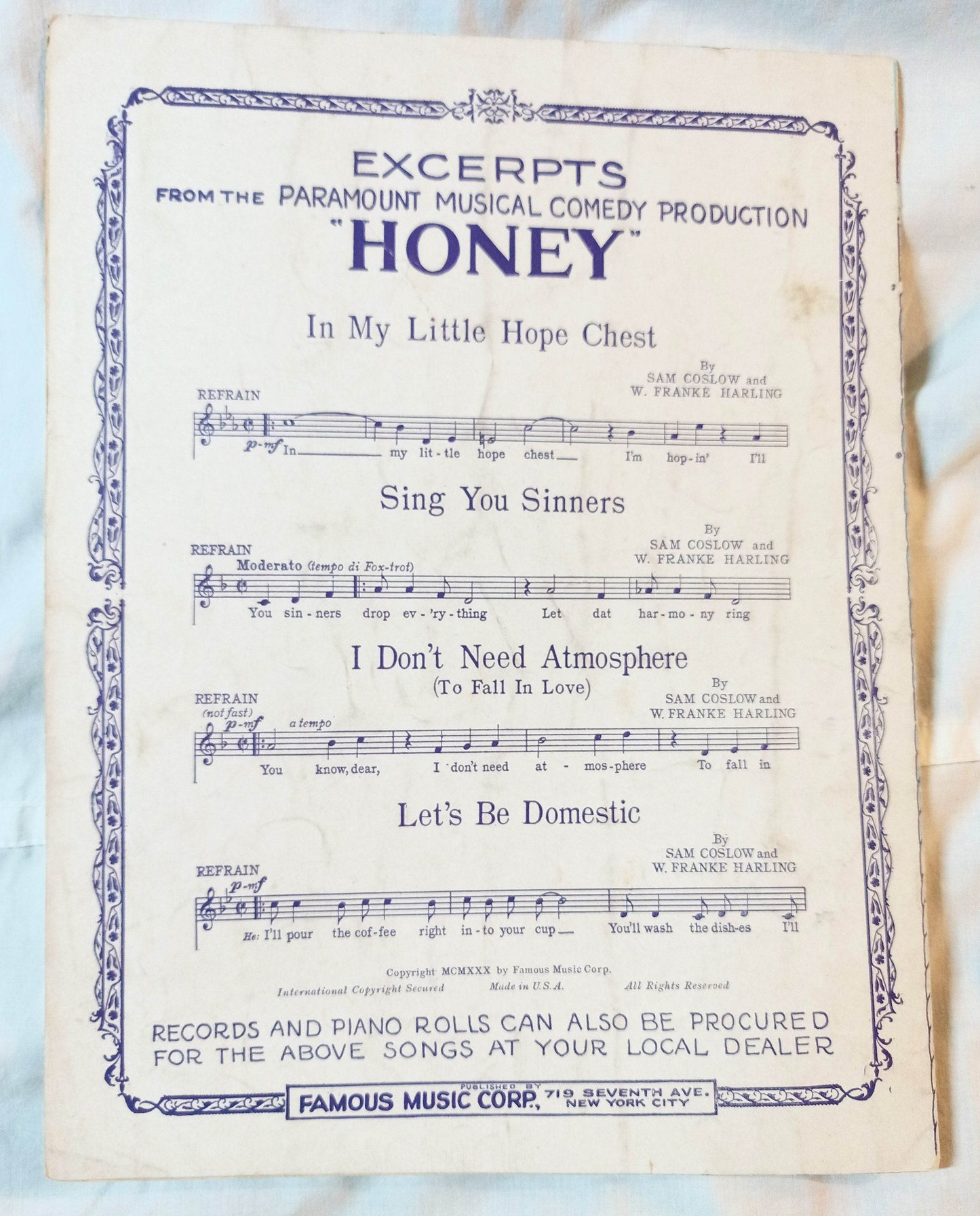 You Brought A New Kind Of Love To Me The Big Pond Sheet Music 1930 - TulipStuff