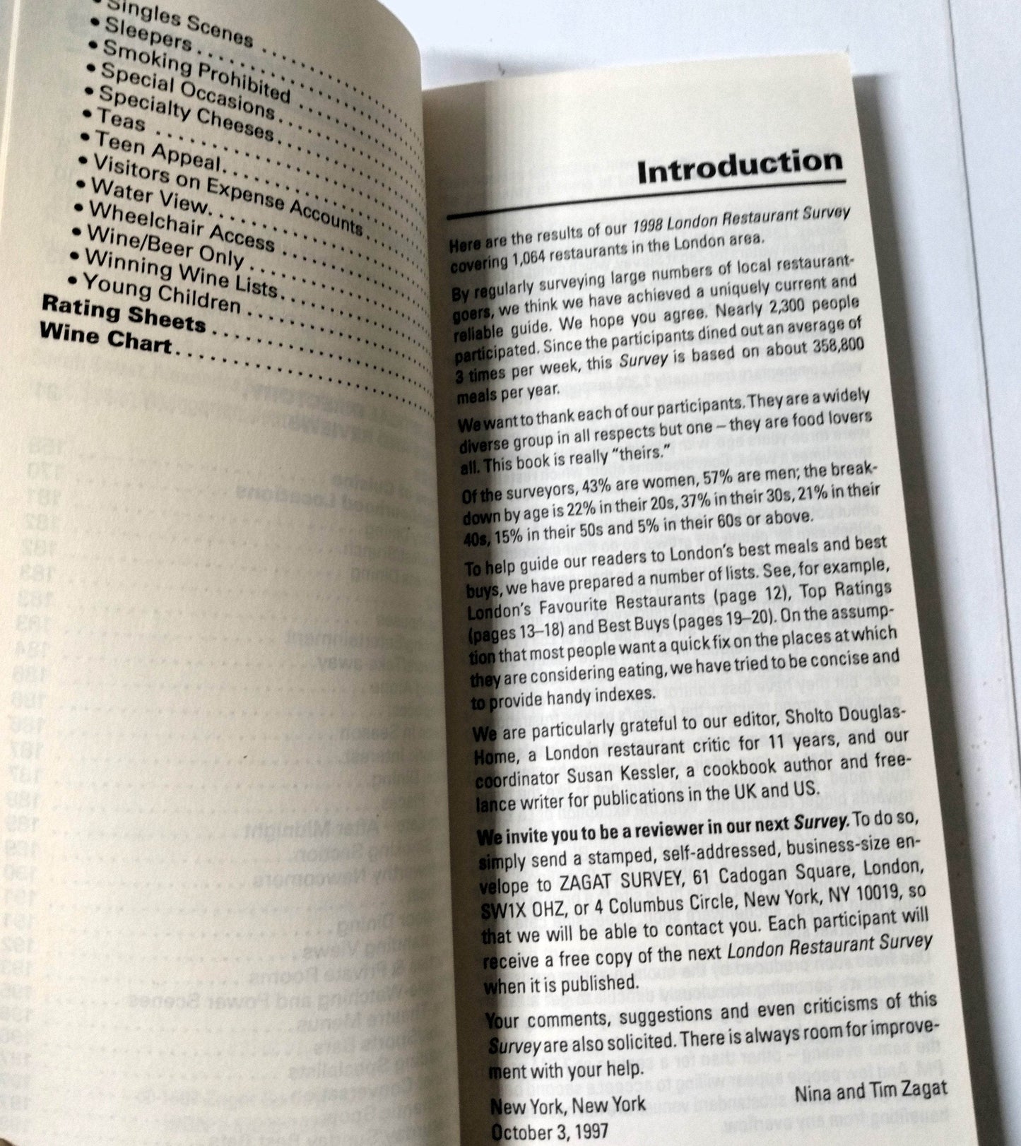 Zagat Survey London Restaurants 1998 UK - TulipStuff